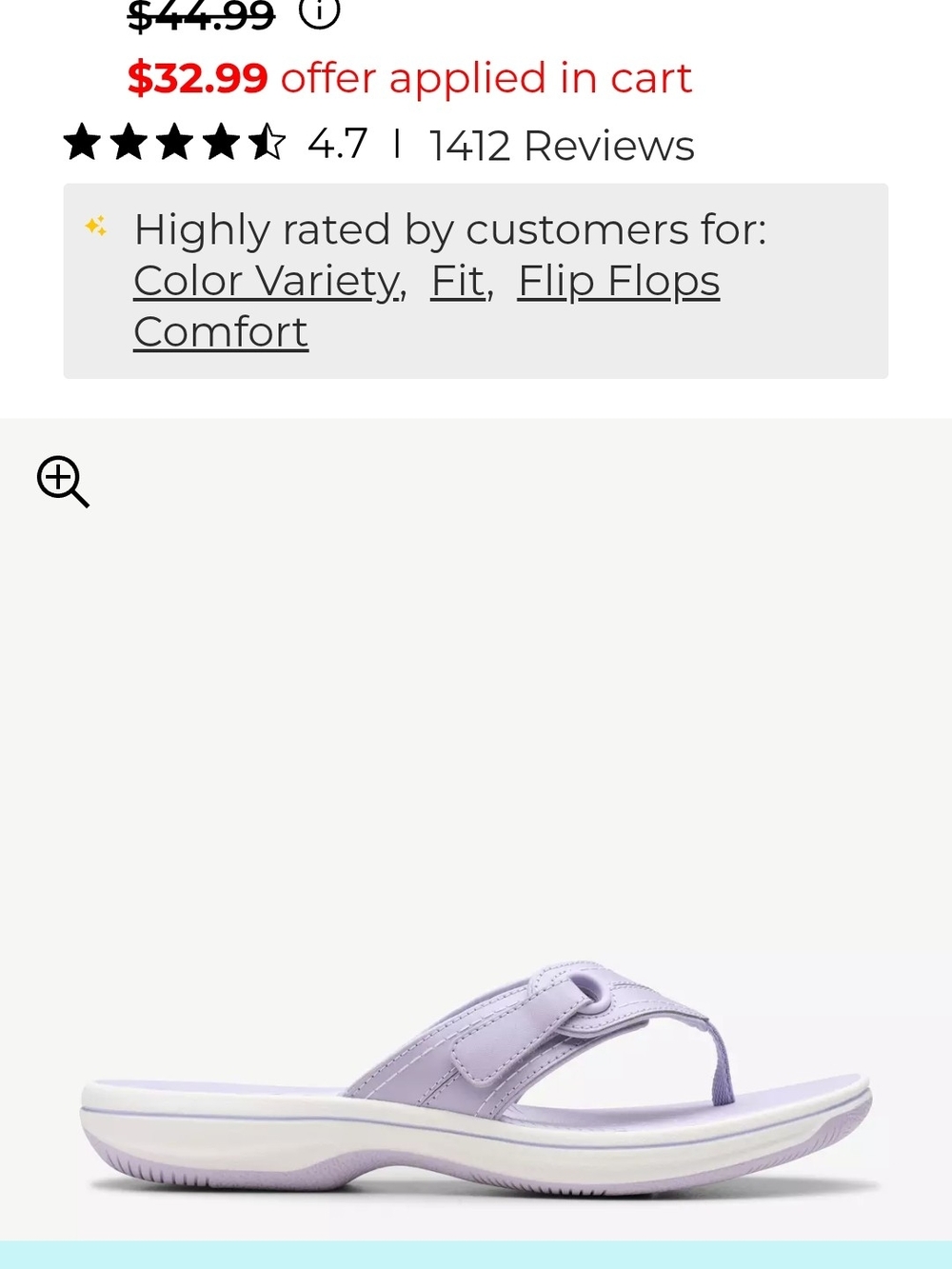 Clarks Lavender Casual Thong Sandal